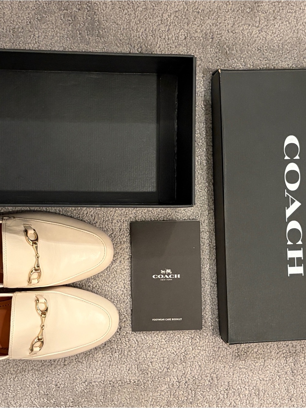 COACH Women Cream Leather Loafers